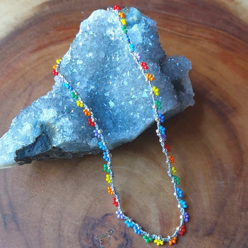 Handcrafted Pride Rainbow Crochet Necklace, by Rust Belt Raised
